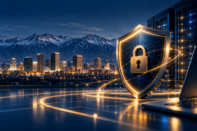 Ransomware protection for Salt Lake City businesses with cybersecurity shield and network infrastructure